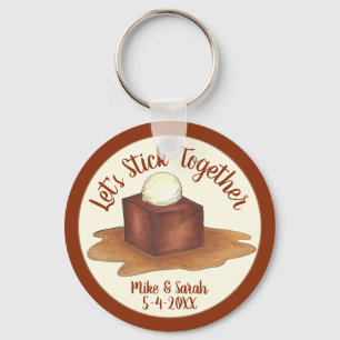 Engagement Wedding Party Sticky Toffee Pudding Keychain