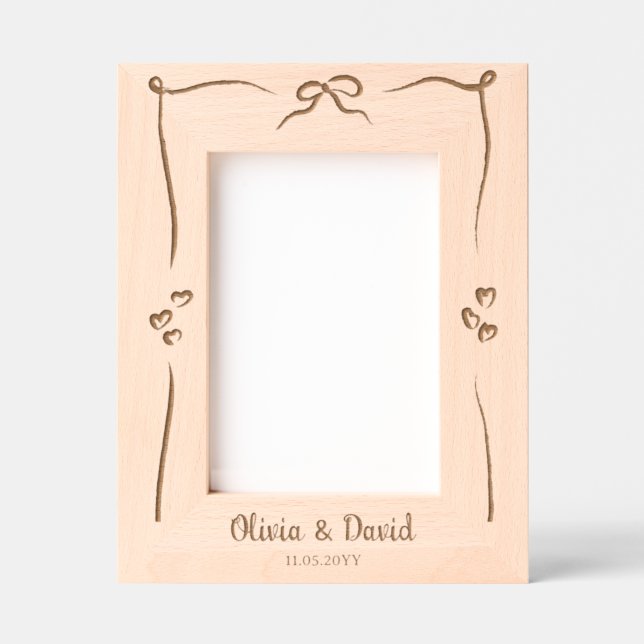 Engagement Wedding personalized Ribbon keepsake Etched Frames (Front)