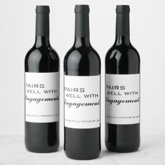 Engagement Wine Label, Engagement Gift, Pairs well Label