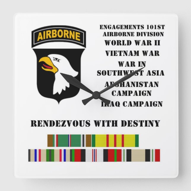 Engagements of the 101st airborne division square wall clock (Front)