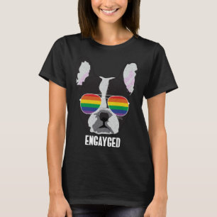Engayged  Boston Terrier Dog Gay Pride T-Shirt