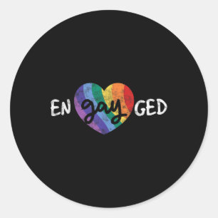 Engayged Lgbt Wedding Party Bachelor Party Gay Eng Classic Round Sticker