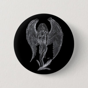 Engel Bleistiftzeichnung Black and white Design 2 Inch Round Button