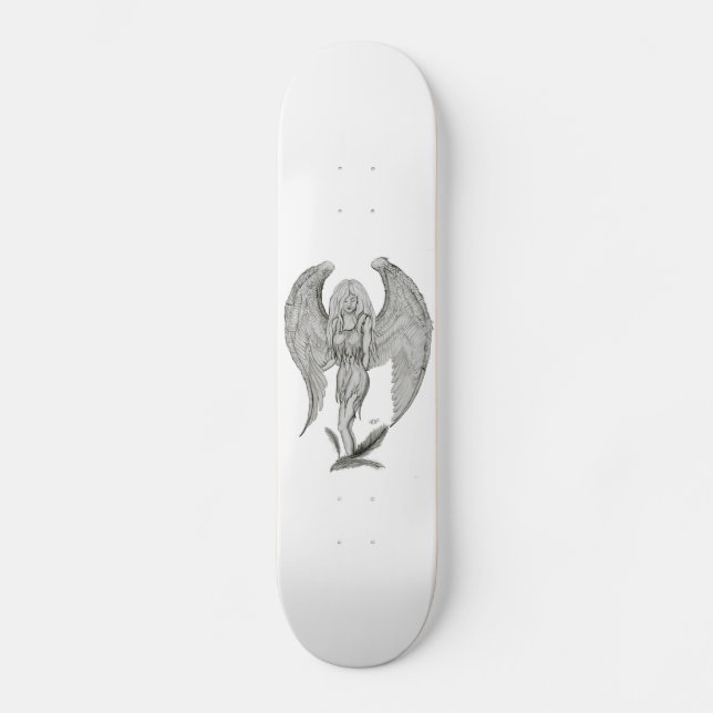 Engel Bleistiftzeichnung Black and white Design Skateboard (Front)
