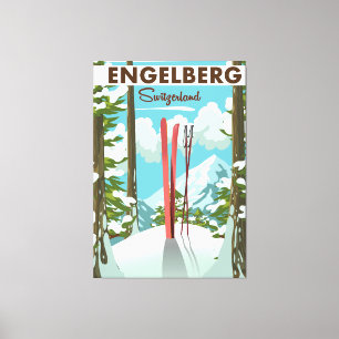 Engelberg Switzerland ski poster Canvas Print