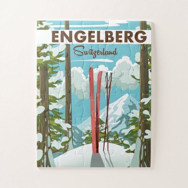 Engelberg Switzerland ski poster  Jigsaw Puzzle (Vertical)