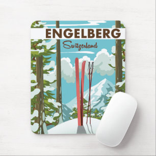 Engelberg Switzerland ski poster  Mouse Pad