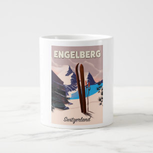 Engelberg Switzerland Ski travel poster Large Coffee Mug