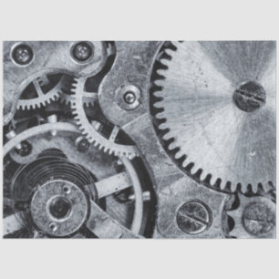 Engine Cogwheel Gears Grey Decoupage Tissue Paper