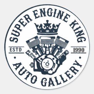 Engine king classic round sticker