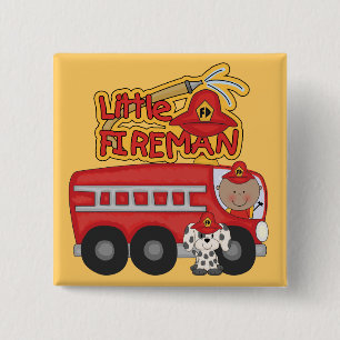 Engine Little Fireman African American Tshirts 2 Inch Square Button