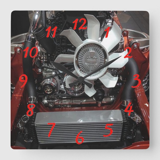 Engine Square Wall Clock (Front)