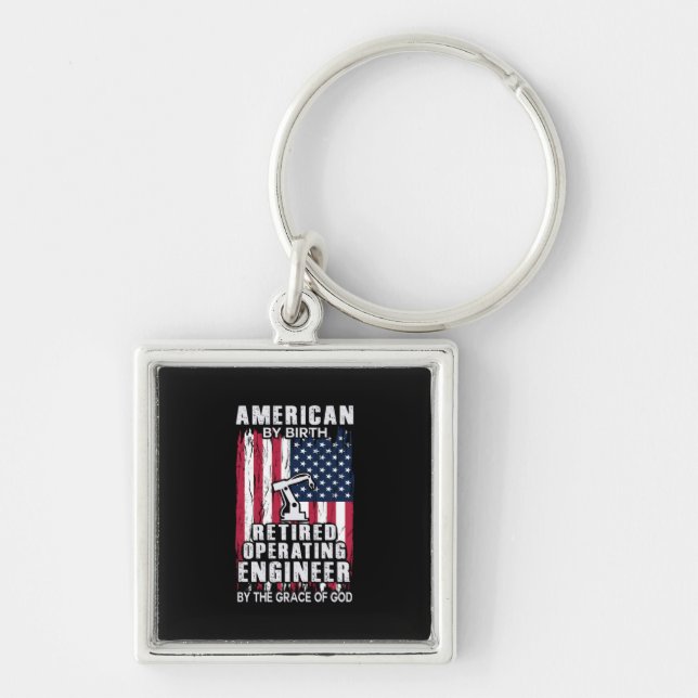 Engineer American Retired Operating Engineer Keychain (Front)
