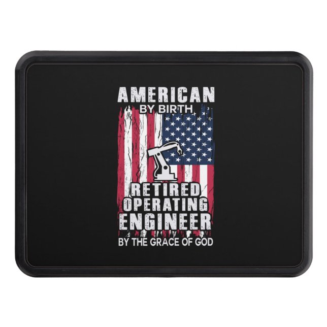 Engineer American Retired Operating Engineer Trailer Hitch Cover (Front)