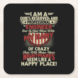 Engineer Art Professional Engineer Square Paper Coaster