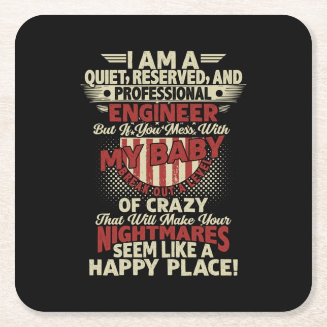 Engineer Art Professional Engineer Square Paper Coaster (Front)