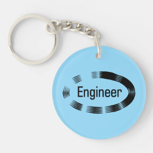 Engineer Black Oval Keychain