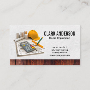 Engineer Blue Prints Tool Equipment   Builder Business Card