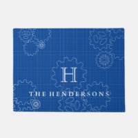 Engineer Blueprint Style Custom Family Monogram