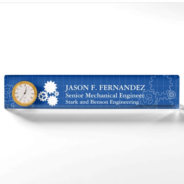 Engineer Blueprint Style Customizable Nameplate (Front)