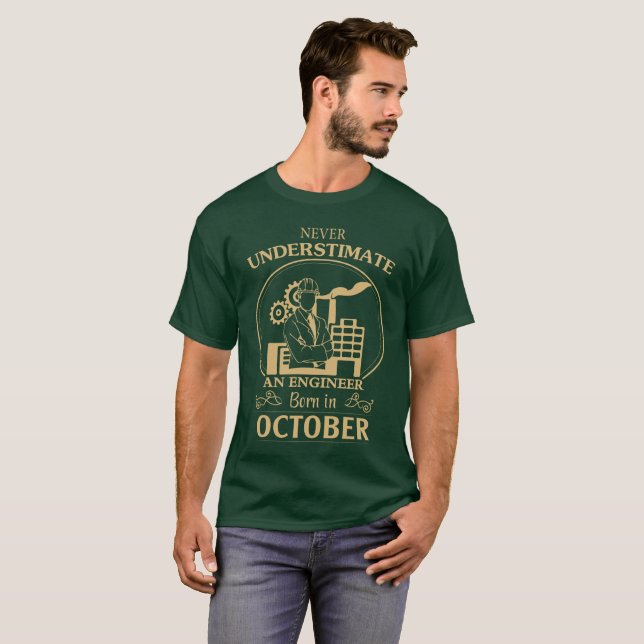Engineer Born In October T-Shirt (Front Full)