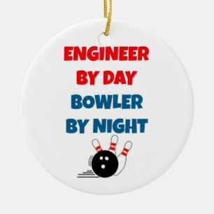 Engineer by Day Bowler by Night Ceramic Ornament