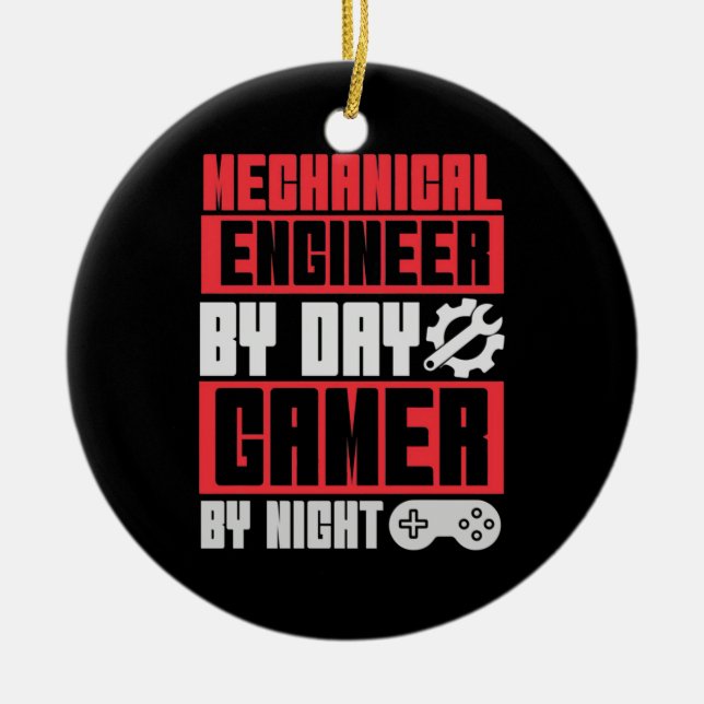 Engineer By Day Gamer By Night Ceramic Ornament (Front)