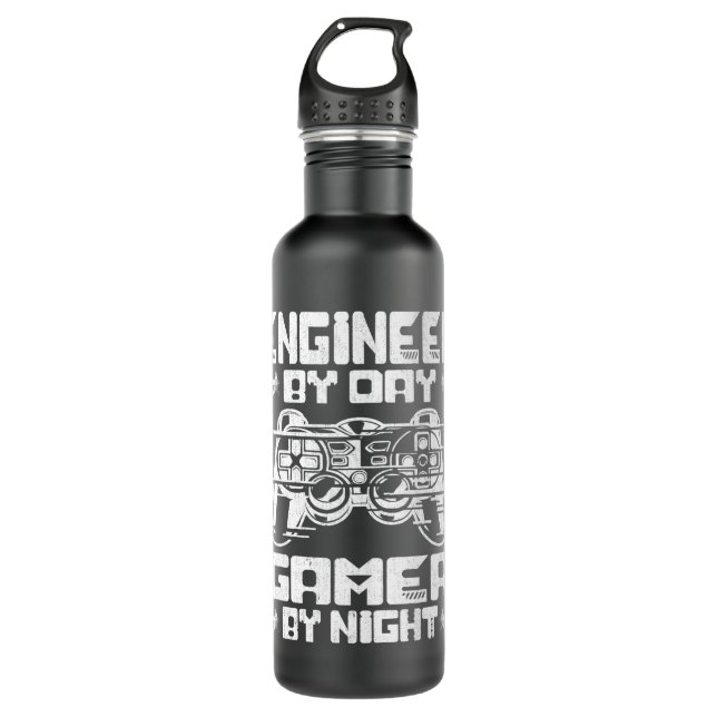 Engineer by day gamer by night Cool Video Game Lov 710 Ml Water Bottle (Front)