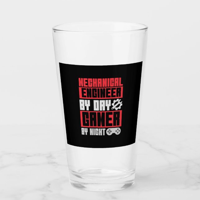 Engineer By Day Gamer By Night Glass (Front)