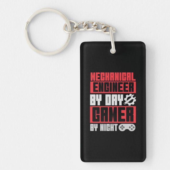 Engineer By Day Gamer By Night Keychain (Front)
