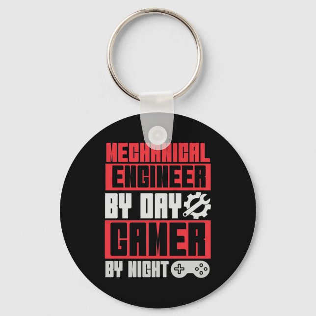 Engineer By Day Gamer By Night Keychain (Front)
