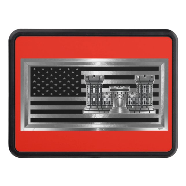 Engineer Castle Colours with USA FLAG Trailer Hitch Cover (Front)