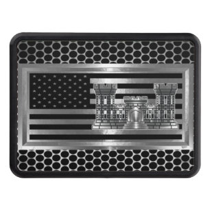 Engineer Castle Steel Plate USA FLAG Trailer Hitch Cover