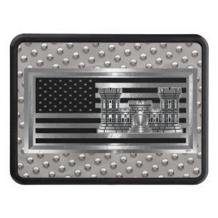 Engineer Castle Steel Rivets USA FLAG Trailer Hitch Cover