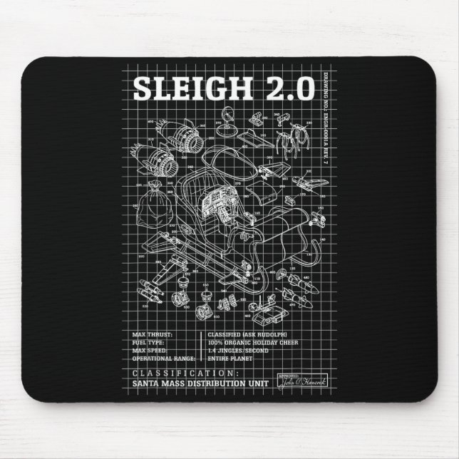 Engineer Christmas Funny Santa Rocket Sleigh Bluep Mouse Pad (Front)