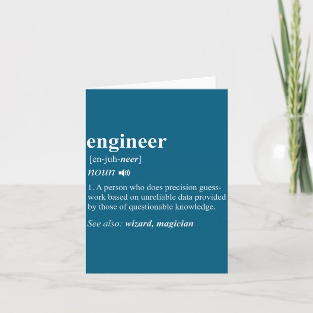Engineer Definition Funny Engineering Mechanical C Card (Front)