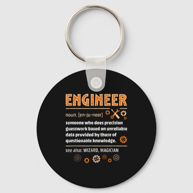 Engineer Definition Funny Engineering Nerdy Scienc Keychain (Front)