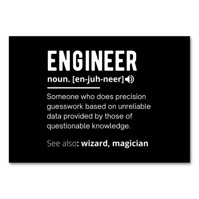 ENGINEER DEFINITION TABLE NUMBER (Front)