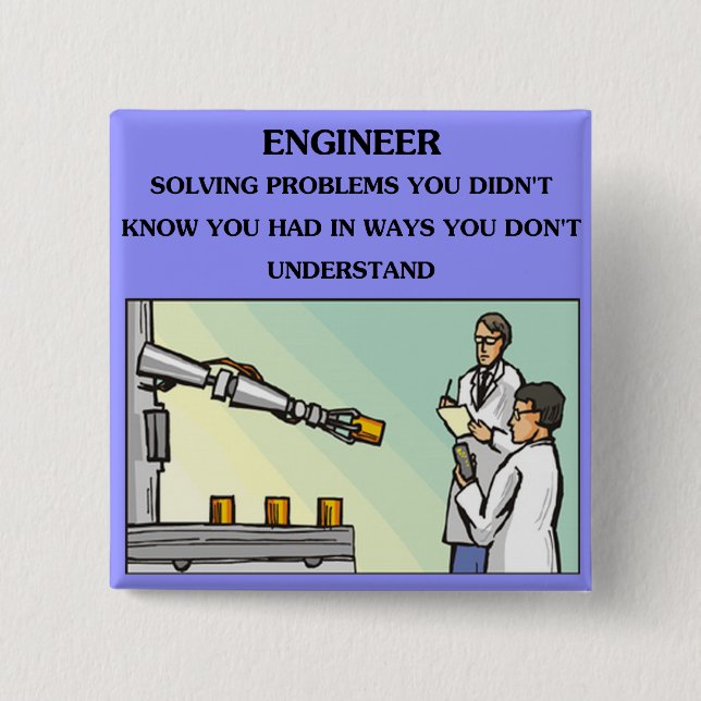 engineer engineering joke 2 inch square button (Front)