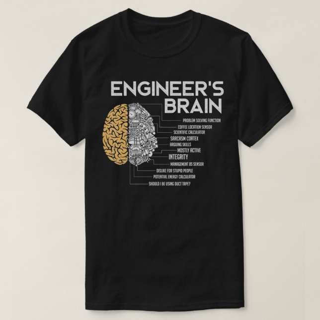 Engineer Engineers Brain Funny Engineering  T-Shirt (Design Front)
