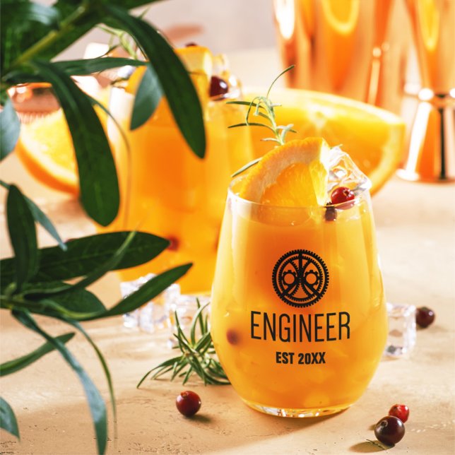 Engineer Established , Engineering Graduate Custom Stemless Wine Glass (Creator Uploaded)
