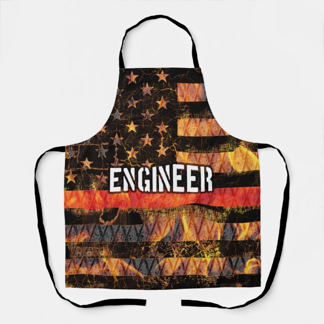 Engineer Firefighter Flag Apron (Front)