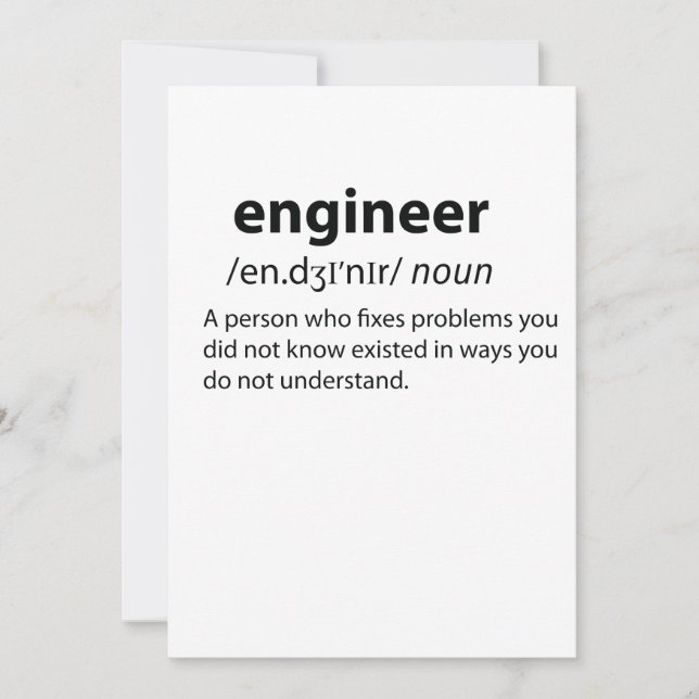 Engineer Funny Dictionary Definition (Front)