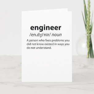 Engineer Funny Dictionary Definition Card