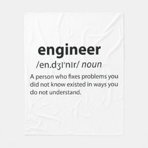 Engineer Funny Dictionary Definition Fleece Blanket