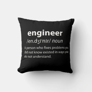 Engineer Funny Dictionary Definition Throw Pillow