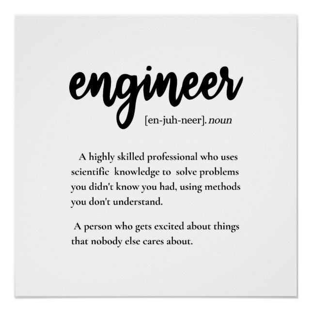 Engineer Gifts,  Engineer Definition Poster (Front)