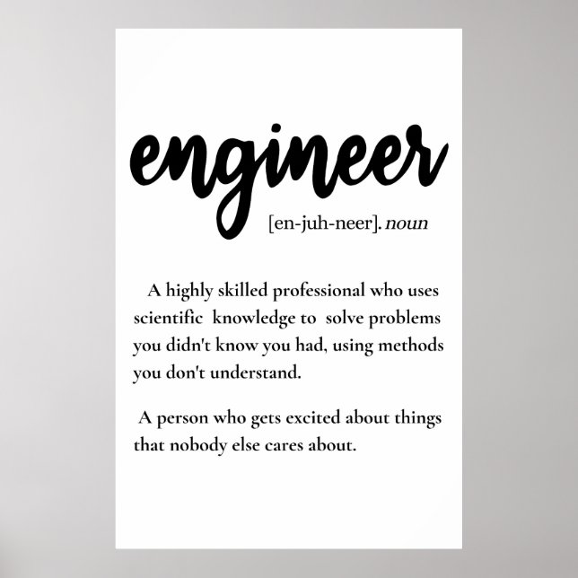Engineer Gifts,  Engineer Definition Poster (Front)