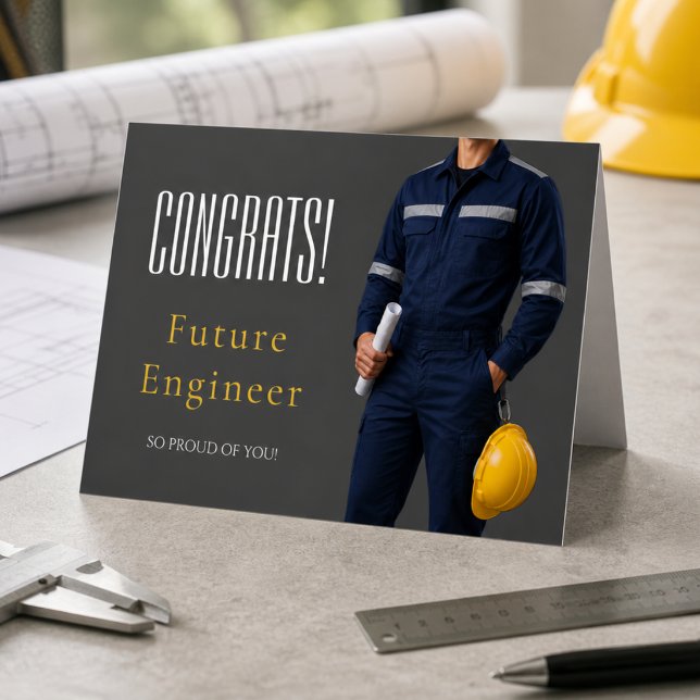 Engineer Graduation Congratulations Photo Card (Clean, modern engineer graduation card with photo — meaningful and proud moment)
