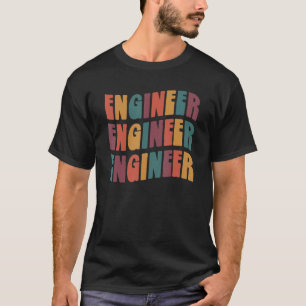 Engineer Groovy Retro Colourful Engineering T-Shirt